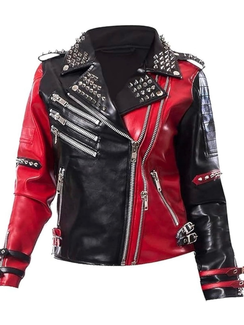 Harley Quinn- Studded black and red leather - 4XL